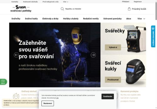 Webové stránky Speciál svařovací potřeby, spol. s r.o., Kolín