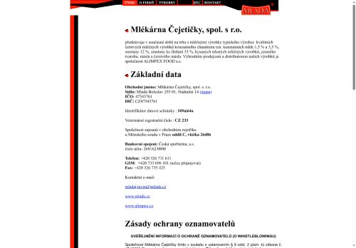 Zobrazit webové stránky MLADA - Mlékárna Čejetičky
