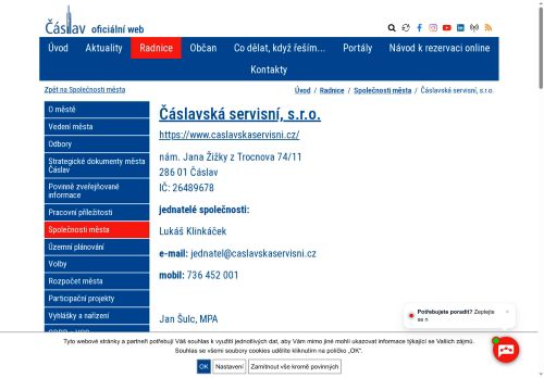 Zobrazit webové stránky Čáslavská servisní, s.r.o.