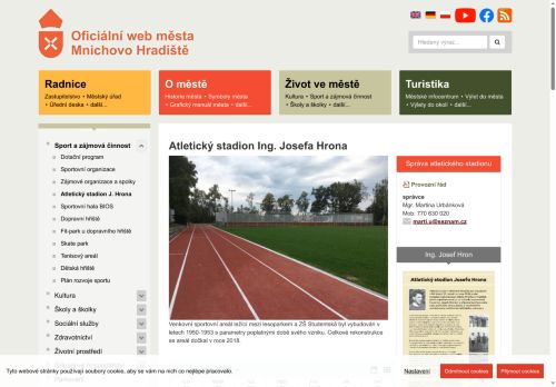 Zobrazit webové stránky Atletický stadion Ing. Josefa Hrona
