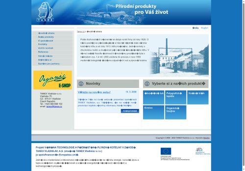 Webové stránky TANEX Vladislav, s.r.o., Vladislav