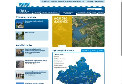 Webové stránky Povodí Moravy, s.p., Veselí nad Moravou