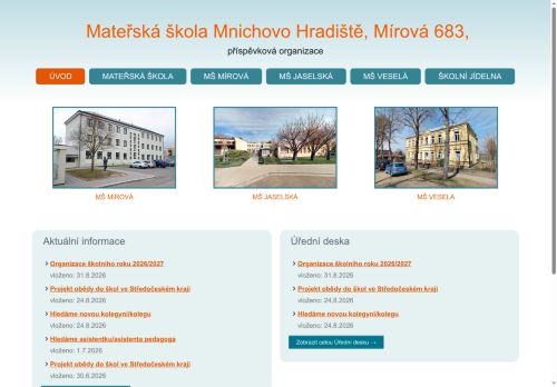 Mateřská škola Mnichovo Hradiště, Mírová 683, příspěvková organizace nabízí práci na pozici Učitelka MŠ v obci Mnichovo Hradiště