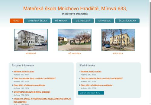 Mateřská škola Mnichovo Hradiště, Mírová 683, příspěvková organizace nabízí práci na pozici Učitelka MŠ v obci Mnichovo Hradiště