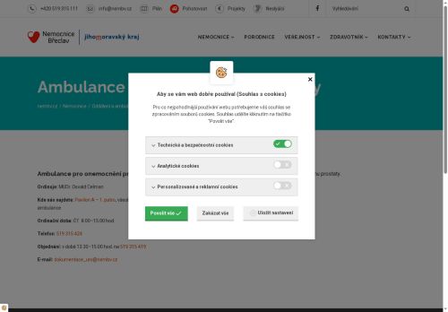 Zobrazit webové stránky Ambulance pro onemocnění prostaty Nemocnice Břeclav - MUDr. Osvald Celman