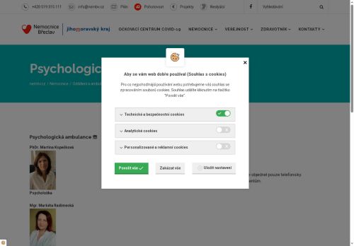 Zobrazit webové stránky Psychologická ambulance Nemocnice Břeclav - PhDr. Martina Kopečková, Mgr. Markéta Radimecká