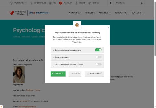 Zobrazit webové stránky Psychologická ambulance Nemocnice Břeclav - PhDr. Martina Kopečková, Mgr. Markéta Radimecká