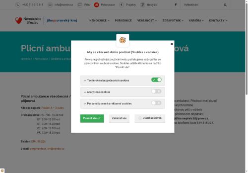 Zobrazit webové stránky Všeobecná plicní ambulance Nemocnice Břeclav
