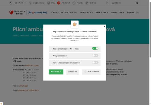 Zobrazit webové stránky Všeobecná plicní ambulance Nemocnice Břeclav
