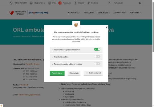 Zobrazit webové stránky ORL ambulance Nemocnice Břeclav