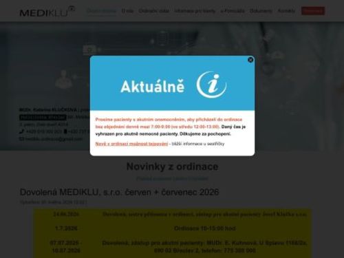 Praktický lékař pro dospělé MEDIKLU - MUDr. Katarína Klučková