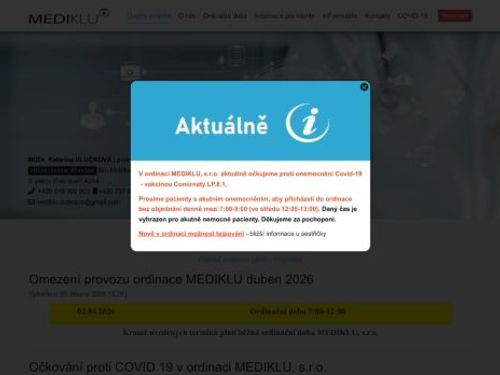 Praktický lékař pro dospělé MEDIKLU - MUDr. Katarína Klučková