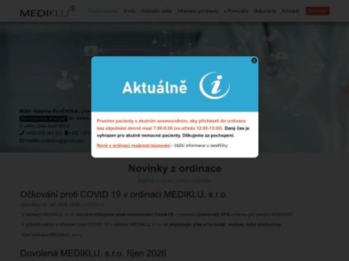Praktický lékař pro dospělé MEDIKLU - MUDr. Katarína Klučková