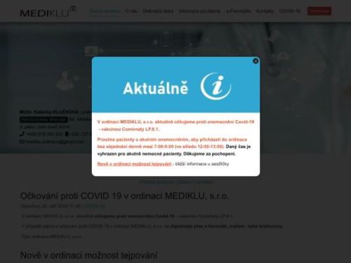 Praktický lékař pro dospělé MEDIKLU - MUDr. Katarína Klučková