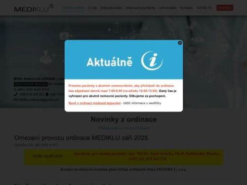 Praktický lékař pro dospělé MEDIKLU - MUDr. Katarína Klučková