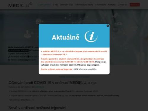 Praktický lékař pro dospělé MEDIKLU - MUDr. Katarína Klučková