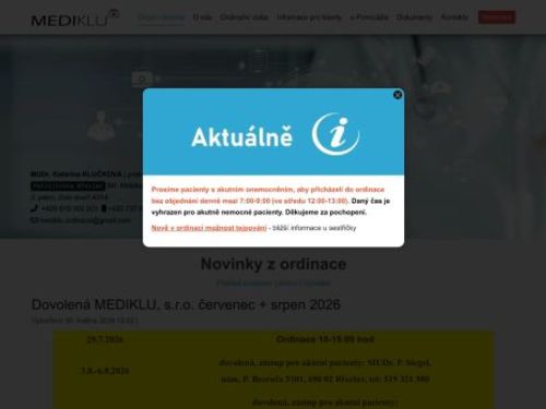 Praktický lékař pro dospělé MEDIKLU - MUDr. Katarína Klučková
