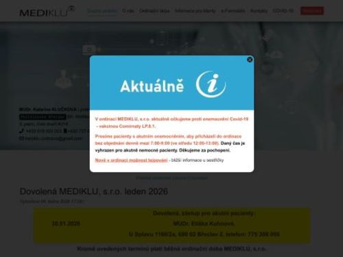 Praktický lékař pro dospělé MEDIKLU - MUDr. Katarína Klučková