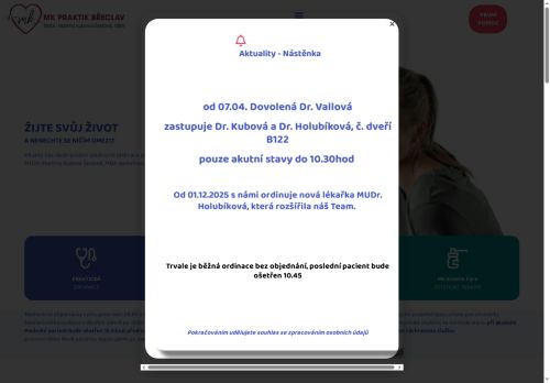 Zobrazit webové stránky Praktický lékař pro dospělé MK PRAKTIK Břeclav - MUDr. Laura Vallová