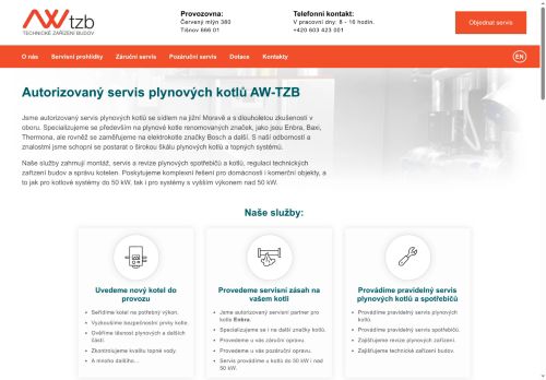 Webové stránky AW-TZB s.r.o., Tišnov