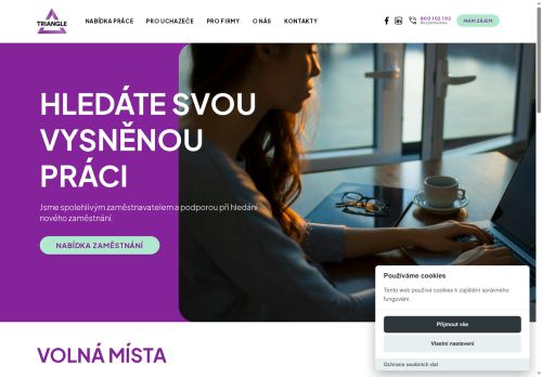 Webové stránky Triangle Recruitment CZ s.r.o., Kostelec