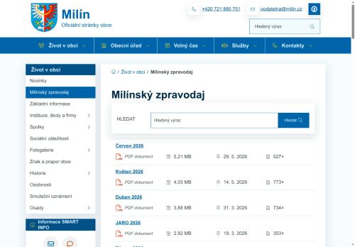 Zobrazit webové stránky Milínský zpravodaj