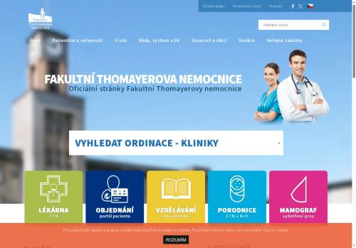 Webové stránky Fakultní Thomayerova nemocnice, Praha