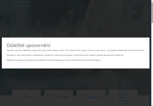 Zobrazit webové stránky Plicní ambulance PneumoA2 - MUDr. Alena Dvořáková, MUDr. Andrea Molnárová