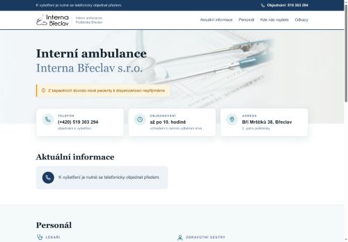 Zobrazit webové stránky Interní ambulance Interna Břeclav s.r.o. - MUDr. Zuzana Heraufová, MUDr. Vítězslav Kazinota, MUDr. Veronika Martišíková