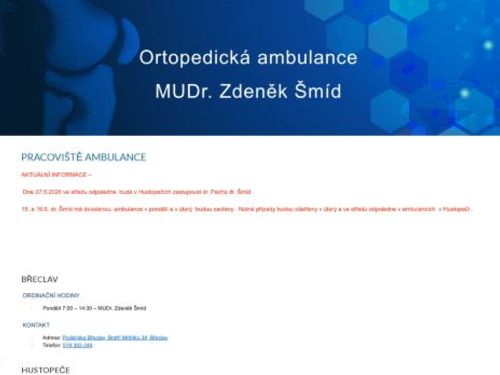 Ortopedická ambulance - MUDr. Zdeněk Šmíd