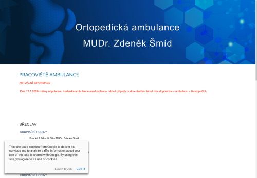 Zobrazit webové stránky Ortopedická ambulance - MUDr. Zdeněk Šmíd