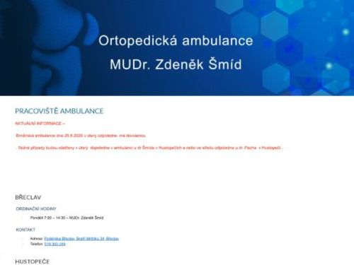 Ortopedická ambulance - MUDr. Zdeněk Šmíd