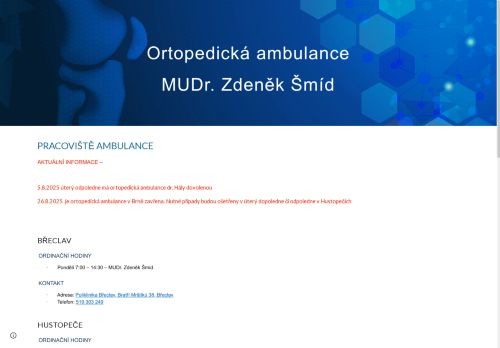 Zobrazit webové stránky Ortopedická ambulance - MUDr. Zdeněk Šmíd
