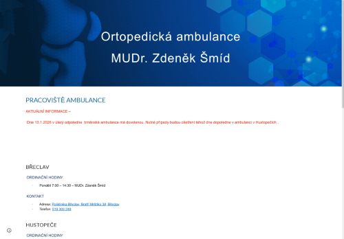 Zobrazit webové stránky Ortopedická ambulance - MUDr. Zdeněk Šmíd