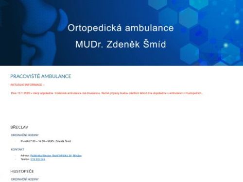 Ortopedická ambulance - MUDr. Zdeněk Šmíd