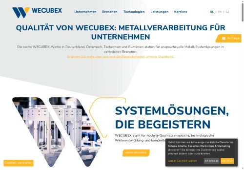 Webové stránky Wecubex Systemtechnik s.r.o., Holýšov