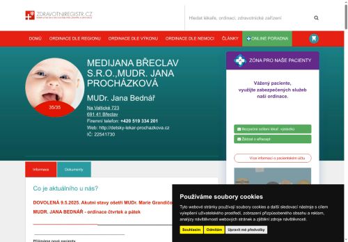 Zobrazit webové stránky Praktický lékař pro děti a dorost - MUDr. Jana Procházková (ul. Na Valtické)