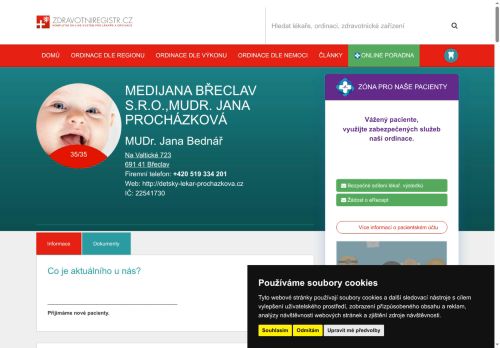Zobrazit webové stránky Praktický lékař pro děti a dorost - MUDr. Jana Procházková (ul. Na Valtické)