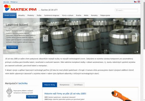 Webové stránky MATEX PM, s.r.o., Plzeň