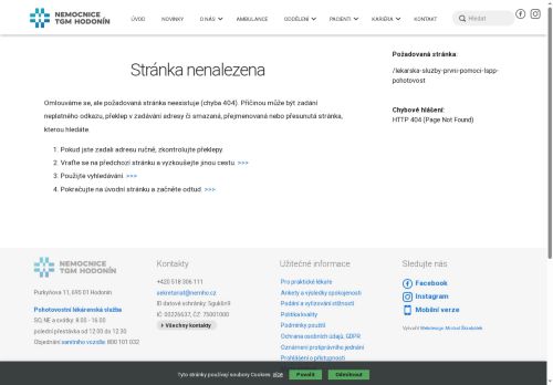 Zobrazit webové stránky Lékařská služba první pomoci pro dospělé (LSPP) - Nemocnice TGM Hodonín