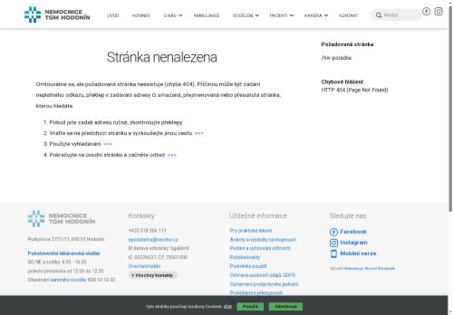 Zobrazit webové stránky HIV poradna Nemocnice TGM Hodonín
