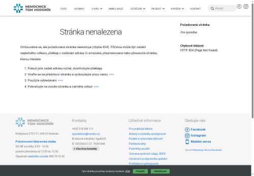 Zobrazit webové stránky HIV poradna Nemocnice TGM Hodonín