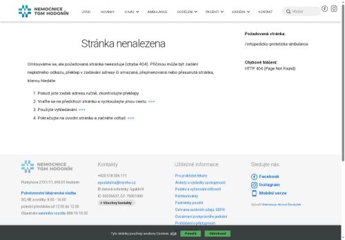 Zobrazit webové stránky Ortopedicko – protetická ambulance Nemocnice TGM Hodonín