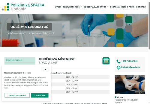 Zobrazit webové stránky Odběrová místnost SPADIA LAB - Poliklinika SPADIA Hodonín