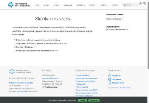 Zobrazit webové stránky Nutriční ambulance Nemocnice TGM Hodonín