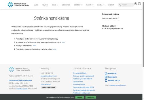 Zobrazit webové stránky Nutriční ambulance Nemocnice TGM Hodonín