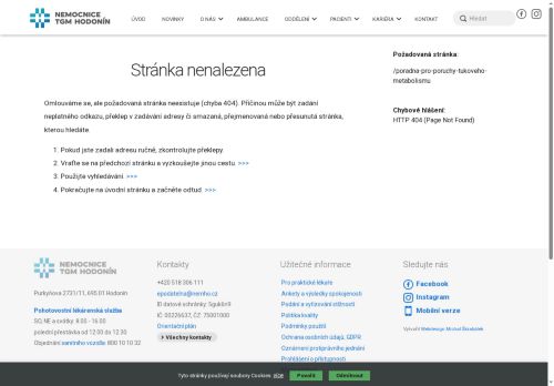 Zobrazit webové stránky Poradna pro poruchy tukového metabolismu Nemocnice TGM Hodonín