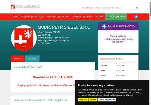 Zobrazit webové stránky Praktický lékař pro dospělé - MUDr. Petr Siegel