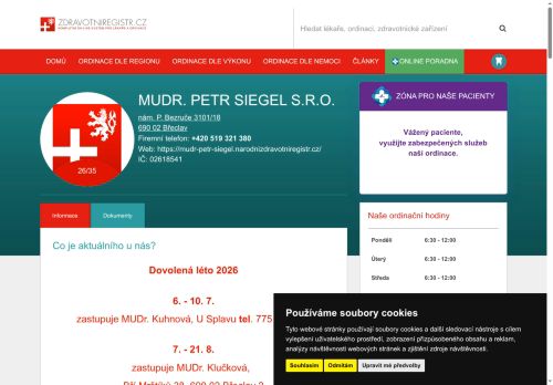 Zobrazit webové stránky Praktický lékař pro dospělé - MUDr. Petr Siegel