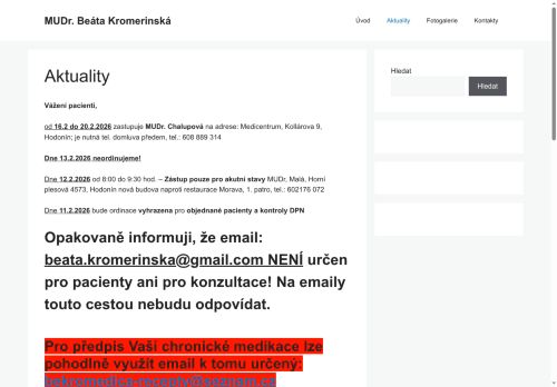 Zobrazit webové stránky Praktický lékař pro dospělé Bekromedica s.r.o. - MUDr. Beáta Kromerinská